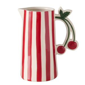 Pichet en porcelaine émaillée rouge et blanche cerise 1.6L