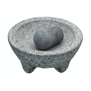Pilon et mortier en granit gris 20.2 x 20.2 x 10.1
