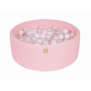 Piscine rose poudré à balles blanches et transparentes H30c…