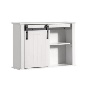 Placard toilette suspendu avec 1 porte de grange effet bois…