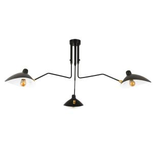 Plafonnier 3 bras orientables noir mat, E27 181cm