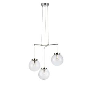 Plafonnier 3xE14 chrome et transparent