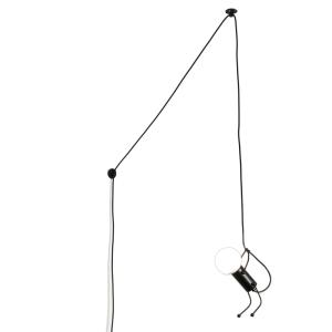 Plafonnier design personnage noir avec prise, E27 27cm