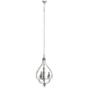 Plafonnier en bois et métal gris 44,5X39,5X75h cm