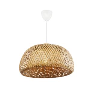 Plafonnier en osier et bambou double dôme, E27, blanc Ø38 c…