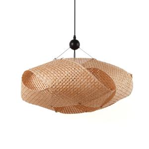 Plafonnier en osier style bohème, E27, noir Ø61 cm