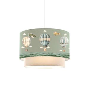 Plafonnier enfant montgolfière en tissu PVC vert 30x20 cm