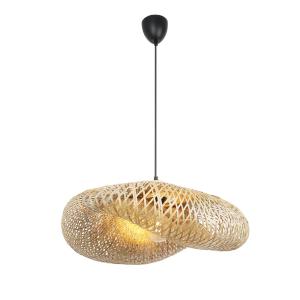 Plafonnier industriel en bambou et osier noir  E27 Ø59 cm