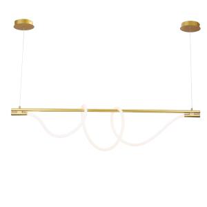 Plafonnier LED moderne néon métal doré ondulé 45W 150cm