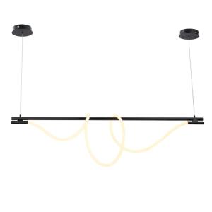 Plafonnier LED moderne néon métal noir ondulé 45W 150cm