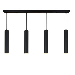 Plafonnier linéaire 4 lumières tubes  GU10, noir mat 30 cm