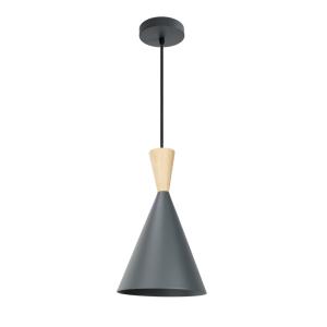 Plafonnier nordique métal et bois gris, E27 278mm