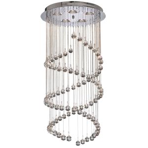 Plafonnier pampilles spirale 5l métal et cristal chrome -D3…