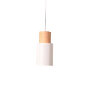 Plafonnier scandinave métal et bois blanc 10cm