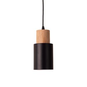 Plafonnier scandinave métal et bois noir, E27 10cm