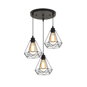 plafonnier suspension luminaire trois lumières métal noir 3…