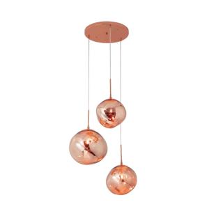 Plafonnier triple verre métallisé rose E27 Ø28-28-36 cm