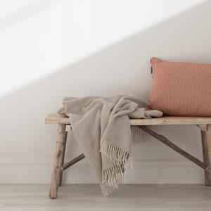 Plaid 70% Coton Beige 130x170 cm