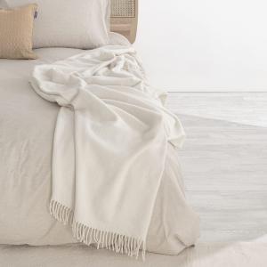 Plaid 70% Coton Blanc cassé 130x170 cm