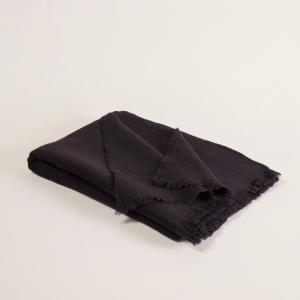 Plaid à  en Laine à finition frangée Noir