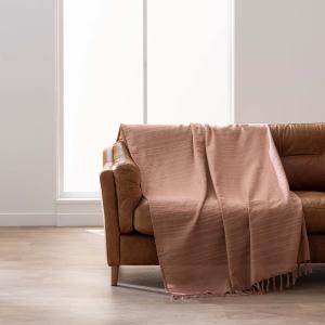 Plaid à franges coton mocha 220x240cm