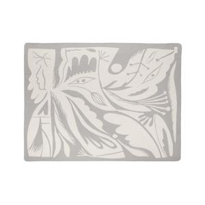 Plaid à motif botanique en coton, gris