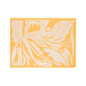 Plaid à motif botanique en coton, jaune