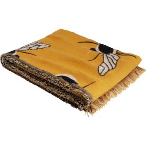 Plaid abeilles en acrylique et polyester jaune
