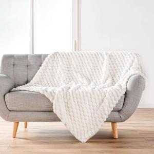 Plaid blanc effet doux et sherpa 150 x 125 cm