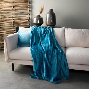 Plaid Bleu 200x220 cm Couleur unie