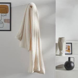 Plaid bouclette Uni  125x150 cm Ecru