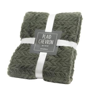 Plaid Chevron kaki 130 cm x 170 cm marron en polyester