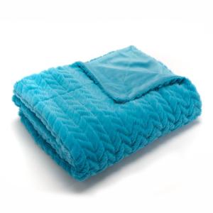 Plaid Chevron turquoise 130x170 cm bleu en polyester