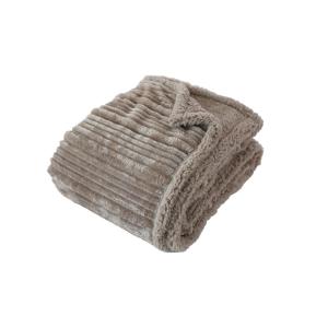 Plaid cotelé sherpa/flanelle beige 130x170 cm