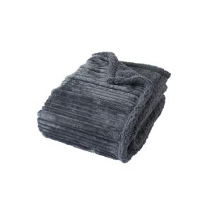 Plaid cotelé sherpa/flanelle gris foncé 130x170 cm