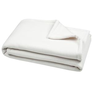 Plaid côtelé ultra doux polyester ecru 160 x 130