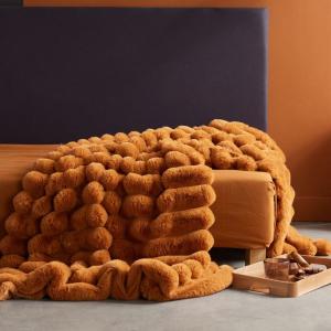 Plaid côtelé uni  130x180cm Marron