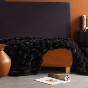 Plaid côtelé uni  130x180cm Noir