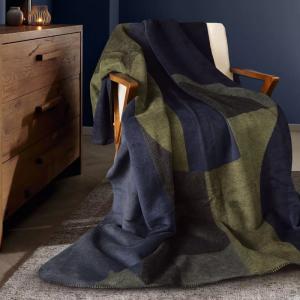 Plaid  coton & autres fibres marine 150x200 cm