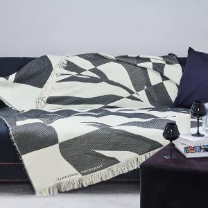 Plaid  coton & autres fibres noir 140X170 cm