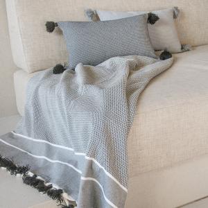 Plaid coton gris moyen 130x170