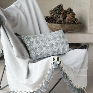 Plaid coton gris perle 130x170