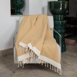 Plaid coton moutarde 130x170
