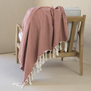 Plaid coton terracotta 160x250