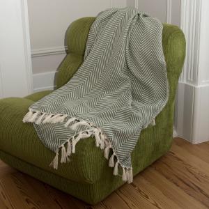 Plaid coton vert olive 130x170