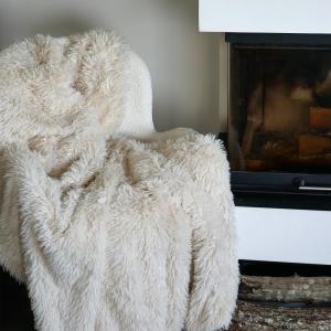 Plaid couverture Longwool Beige Clair 220X240 cm