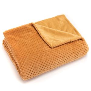 Plaid damier 130x170 curry jaune en polyester