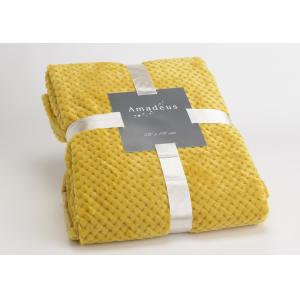 Plaid damier 130x170 moutarde jaune en polyester H1