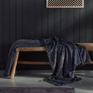 Plaid damier uni  130x180cm Gris anthracite