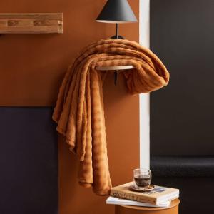 Plaid damier uni  180x220cm Marron